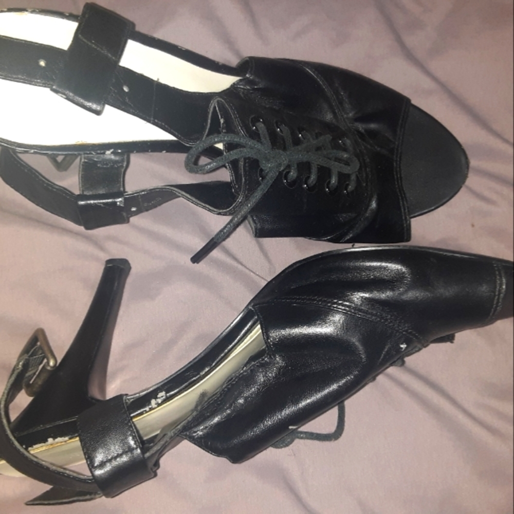 Nine West sling back lace up heels